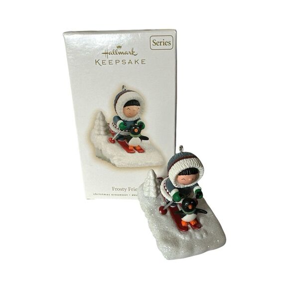 VTG 2009 FROSTY FRIENDS Hallmark Keepsake Collectors Ornament #30 Penguins Ski - Picture 1 of 5